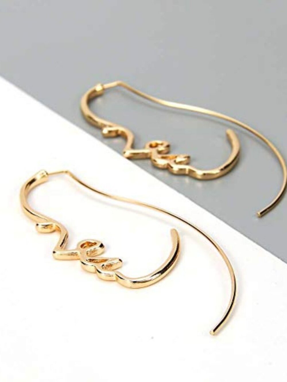 Hollowed out face drop earrings for women gold plated punk earrings Jewelry